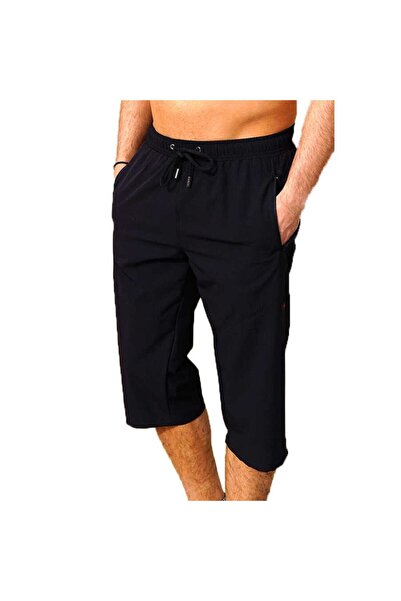 Miami Beach Siyah Su Itici Özellikli Diz Altı Düz Renk Erkek Havuz Deniz Kapr