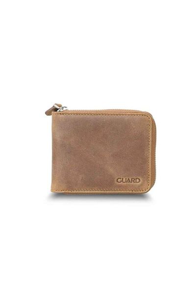 GUARD Antique Tan Zippered Horizontal Mini Leather Wallet - Grd2403xw22459