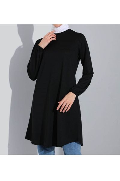 RESPİRO Plain Crepe Tunic with Elastic Sleeve