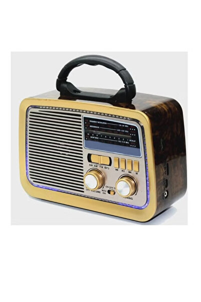 Denx راديو محمول Hi-fi بثلاث قنوات Fm - Am - Sw ذهبي/بني/أسود بلوتوث Aux بطاقة Tf قرص فلاش Usb