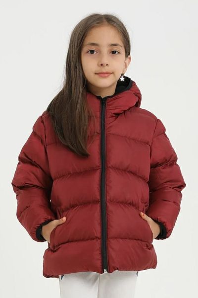 freemen Children's Claret Red Fleece Fur Hooded Waterproof Wind Resistant Pocket Inflatable Winter Coat