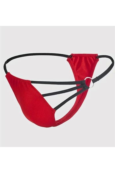 ÇAĞLAR BUTİK Men's Red Metallic Thong Underwear