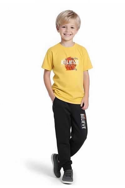 FYK KİDS Boy's Seasonal Printed Bottom-Top Suit