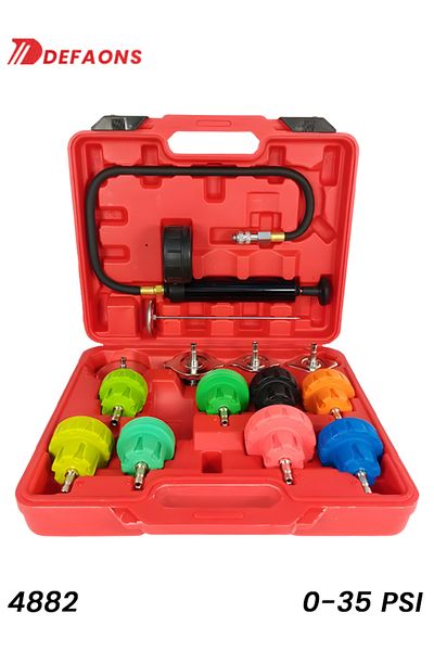 DEFAONS Radiator Pressure Tester Kit, 14PCS, 0-35 PSI, Universal Compatibility, Color-Coded Caps - 4882