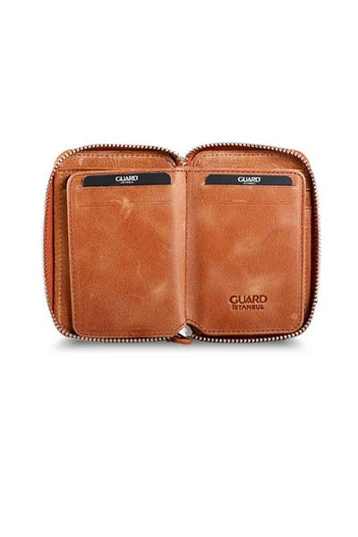 GUARD Мини портфейл от кожа с цип в антично кафяво - Grd2403xw22201