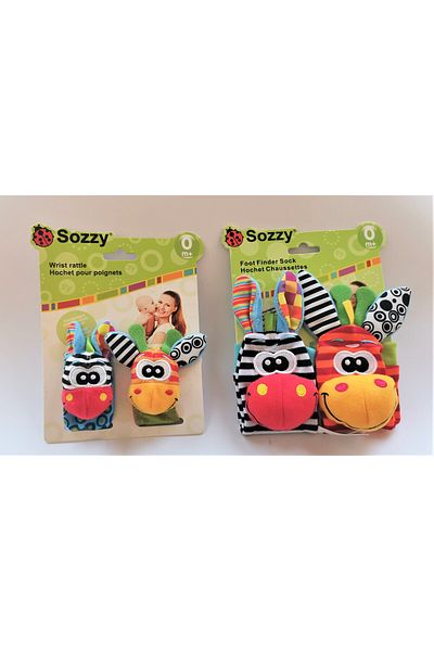 Factory Price - Wrist Rattle & Foot Finder Socks - Animal Design C