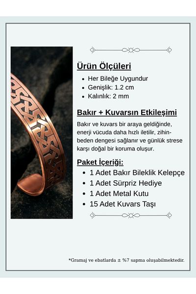 OSMANLI GÜMÜŞ Women Men Pure Copper Bangle Thick Zevahir Model Metal Box Quartz Stones Copper Handcuff Bracelet