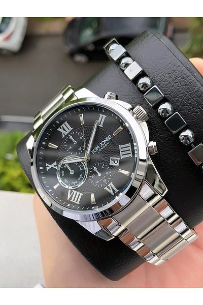 Tom Jones Steel Men's Wristwatch 3 Atm Waterproof 2Years Warranty with Invoice Bracelet Gift Tmj6842Gh