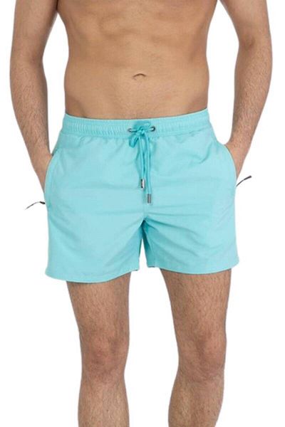 Miami Beach Mint Plus Size Υδατοαπωθητικό Μονόχρωμο Basic Ανδρικό Σορτς Μαγιό Παραλίας - 2204-Mint