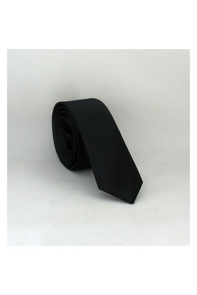 Gaffy Черна ултра тънка сатенена вратовръзка в едноцветен цвят - Uss-01 Black