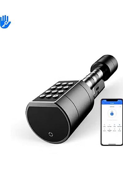 DarTech Dartek Smart Lock 5 Ways to Unlock with Fingerprint, Card, App and Padlock Fits Any Door Global Version and Home System, Black