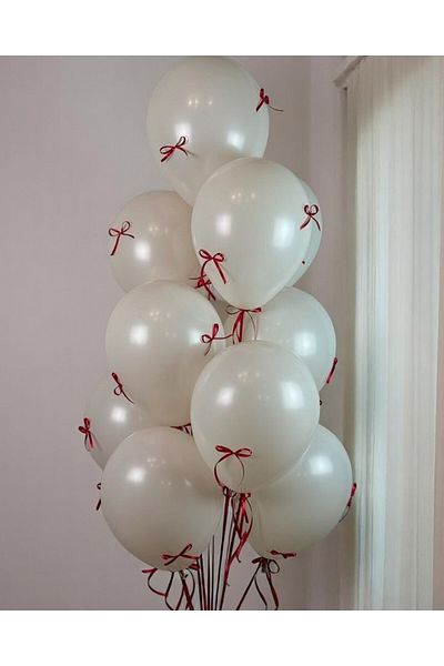 PartyPoo 10-Piece Metallic White Balloon and Burgundy Bow Birthday Set - Bride to Be Party Set Balloon with Ribbon