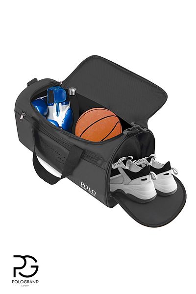 POLOGRAND London Geantă de sport unisex cu volum mare, model confortabil, antrenament de călătorie, fitness, cu buzunar frontal și compartiment pentru încălțăminte