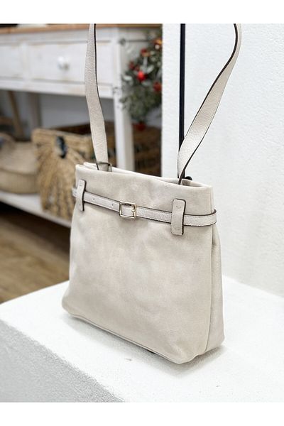 Jacquline Zd339 Belt Detail Genuine Leather Shoulder Bag Women