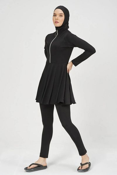 Bordomix 22659 Women's Black Flared Skirt Hijab Swimsuit