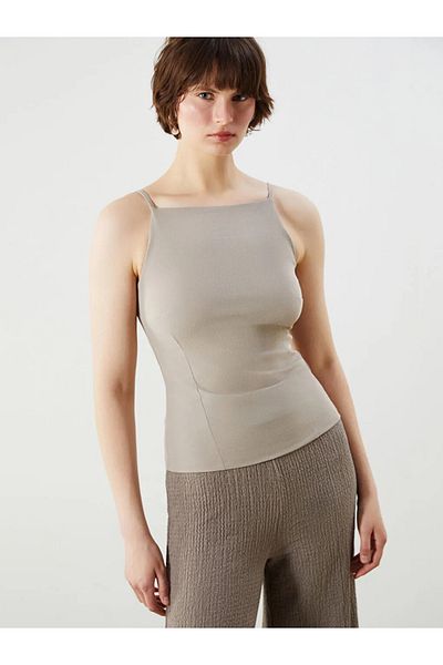 LC Waikiki Lcwaikiki Classic Beige Square Collar Textured Women's Undershirt