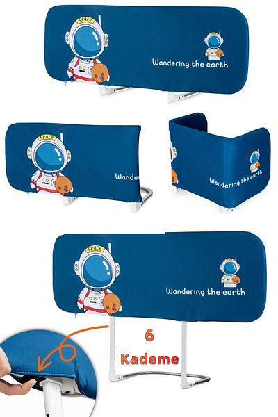 Wellgro Folding Bed Barrier, 150X75 cm Children's Bed Railing Blue