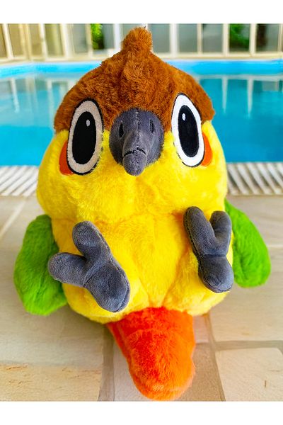 PoppyPlays Madagascar Parrot Plush Toy Large 40cm Colorful - Feathered Quality Loving Bird Chirp