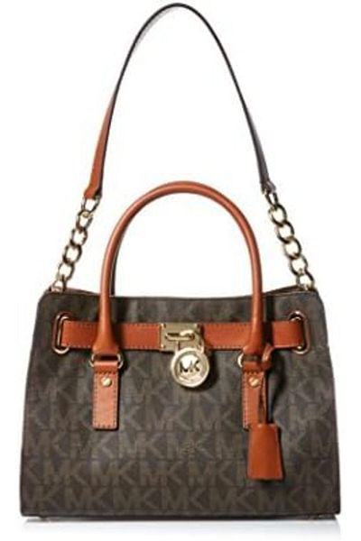 Michael Kors Hamilton Monogram Logo Medium Satchel Bag for Women - Brown