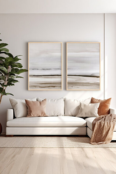 Artavessa 2 Parça Gerçek Ahşap Renkli Çerçeveli Tablo Seti - Model 23