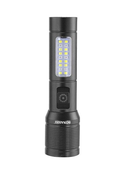 sonashi Rechargeable LED Torch with Zoom Function | 3000mAh Battery with Type-C Charging | 600 Meter