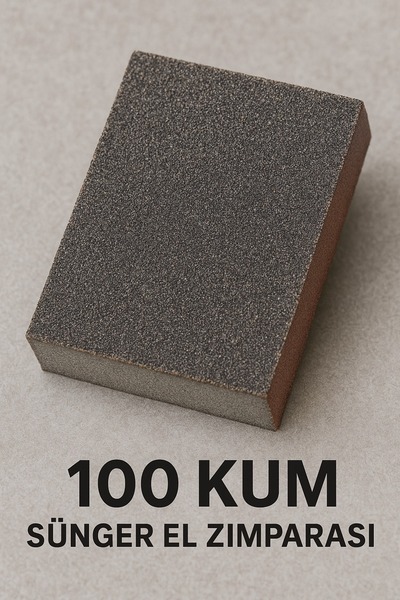 LEOX 2'li Sünger Zımpara Seti 100-120 Kum | Ahşap Metal Mobilya Hobi İçin Islak Kuru Kullanıma Uygun