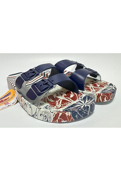GEZER Non-Slip Anatomical Sole Navy Blue Double Banded Buckleless Women's Home Street Guest and Wet Floor Slippers