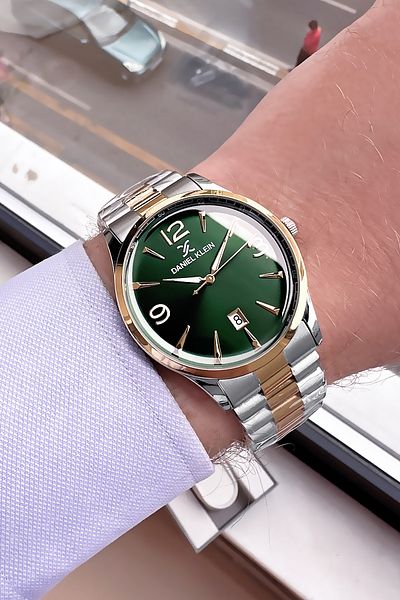 Daniel Klein Men's Premium Silver Color Waterproof Wrist Watch with Gift Bracelet - DKE2100C3