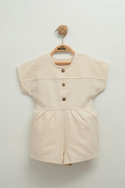 Mini Baray Lace Detailed Gabardine Girl's Jumpsuit - 2,3,4,5 Years