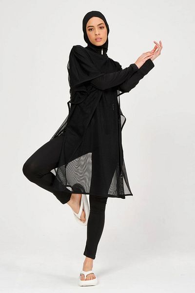 Bordomix 21627 Women's Black Tulle Abal Long Hijab Swimsuit