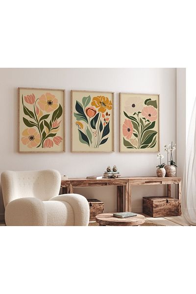 Dekorsiahome 3 Pcs Wood Frame Living Room Hall Kitchen Table Set Set3223