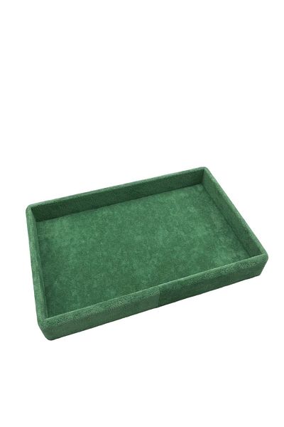 MeGass Dekor Domestic Production Small Size Suede Fabric Green Color 22/14 cm Serving Table