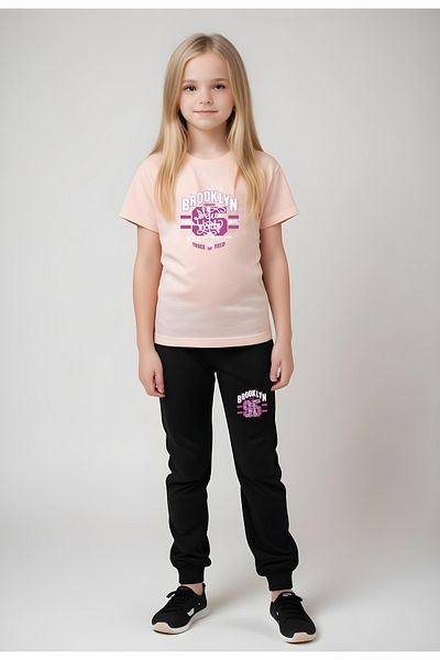 FYK KİDS Girl's Broklyn 95 Printed Lower-Top Suit