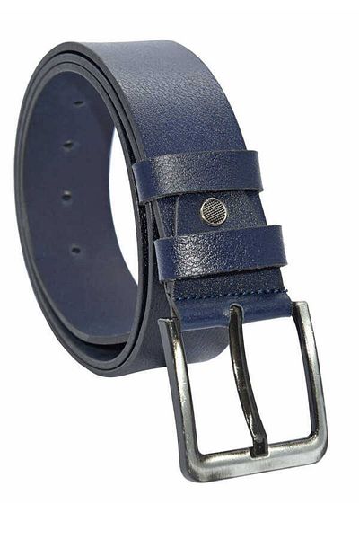 Süzer Deri Navy Blue Genuine Leather Sports Belt 4.5 Cm, Single Layer Buffalo Leather - 505-Düz-21S