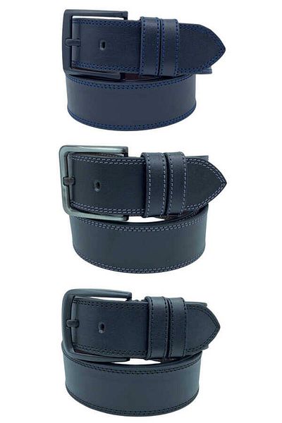 Süzer Deri 3 Τεμάχια X Αθλητική Ζώνη από Faux Leather Διπλή Ραμμένη 4,5 εκ.
