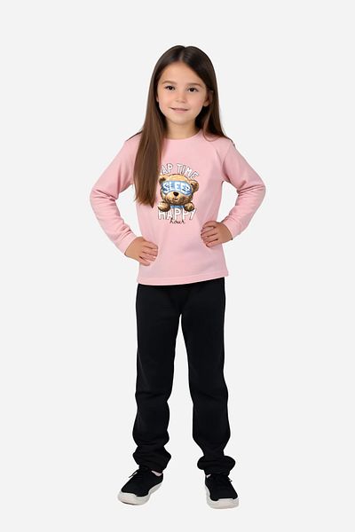FYK KİDS Комплект пижама с щампа с обло деколте Sweat Dreams за момичета - комплект от 3 части