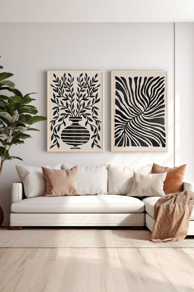 Artavessa 2 Piece Real Wood Colored Framed Painting Set - Model 26