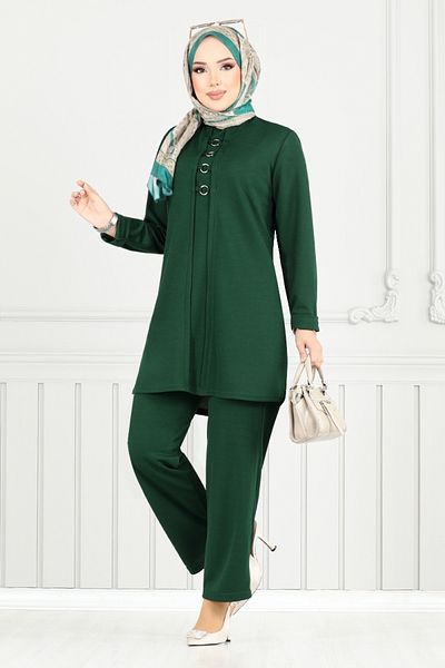 ModaMerve طقم حلقات اكسسوار 9146PL940-M زمرد
