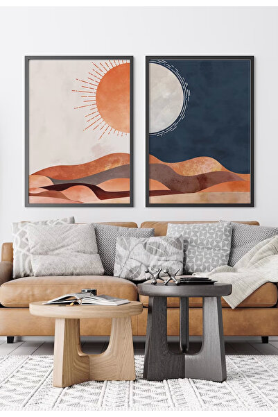 Artavessa 2 Piece True Black Color Framed Painting Set - Model 22