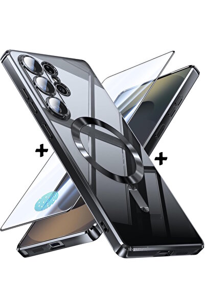 m.tk moveteck Samsung Galaxy S22 Ultra Kılıf Magsafe Renkli Kenarlı Arkası Şe...