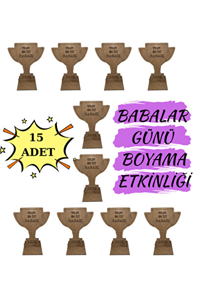 MODAT 15'li Babalar Günü İçin Kendin Yap Hediyesi Ahşap Boyama Yılın En iyi Babası Okulöncesi Kreş