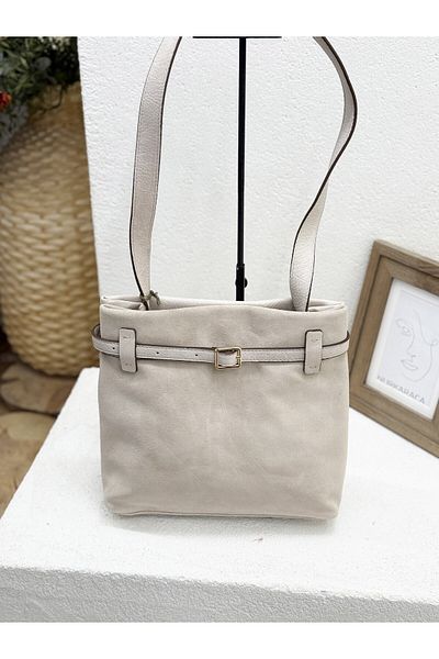 Jacquline Zd339 Belt Detail Genuine Leather Shoulder Bag Women