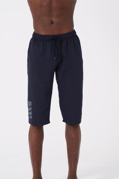 daag Lacivert Diz Altı Uzun Model Su İtici Özellikli Erkek Plaj Deniz Kapri Şort - DG341-Lacivert