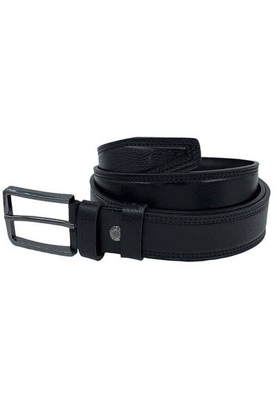Süzer Deri Black Genuine Leather Stitched 3.5 Cm. Classic Men's Belt - 300-28