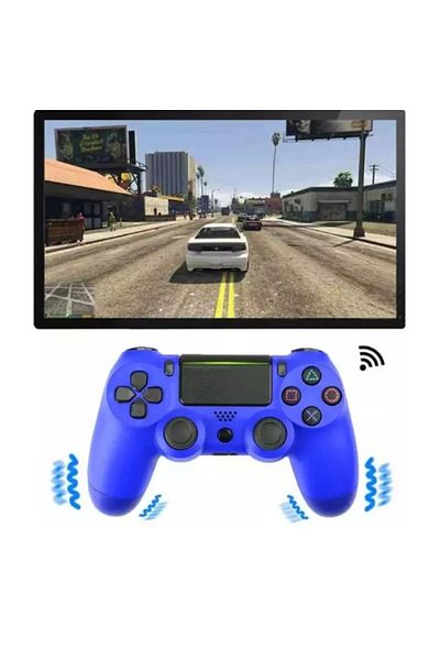 MACVI Controller Wireless Macvi® Doubleshock 4 pentru PS4, PS TV, PS Now, Albastru cu Vibratii
