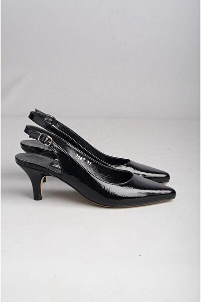 SEÇ KUNDURA 1567 HAKİKİ DERİ ARKASI AÇIK STİLETTO (6,5cm) SİYAH RUGAN