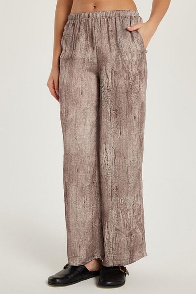 Tudors Women's Slim Fit Elastic Printed Wide Leg Mink Trousers