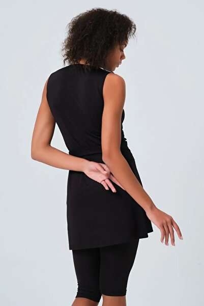 Bordomix 23819 Women's Black Zero Sleeve Belt Detailed Semi-Covered Swimsuit