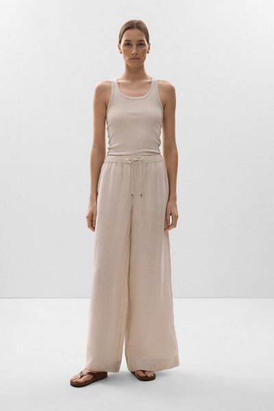 Oysho 100% Linen Straight Cut Wide Pants