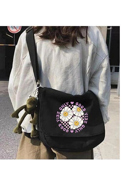 Touz Moda Good Vibe Black Messenger Bag